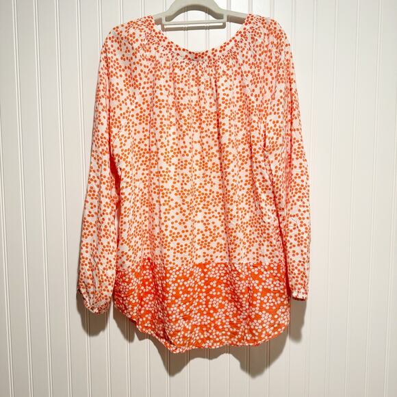 Boden Maya Blouse Coral Dotted Print Size 16 - Picture 6 of 6